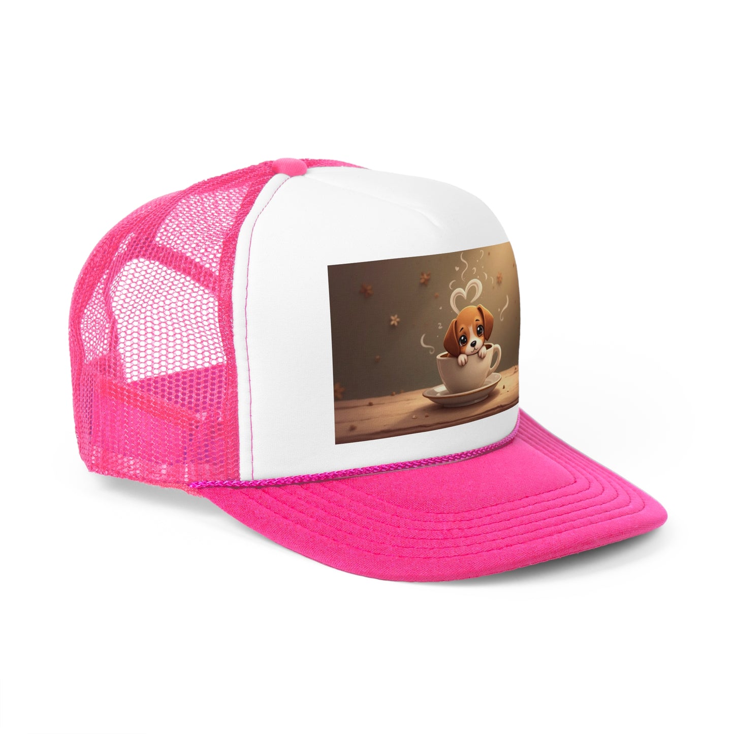 Adorable Beagle Puppy in Coffee Cup Trucker Hat - Teacup Dog Lover Unisex Cap