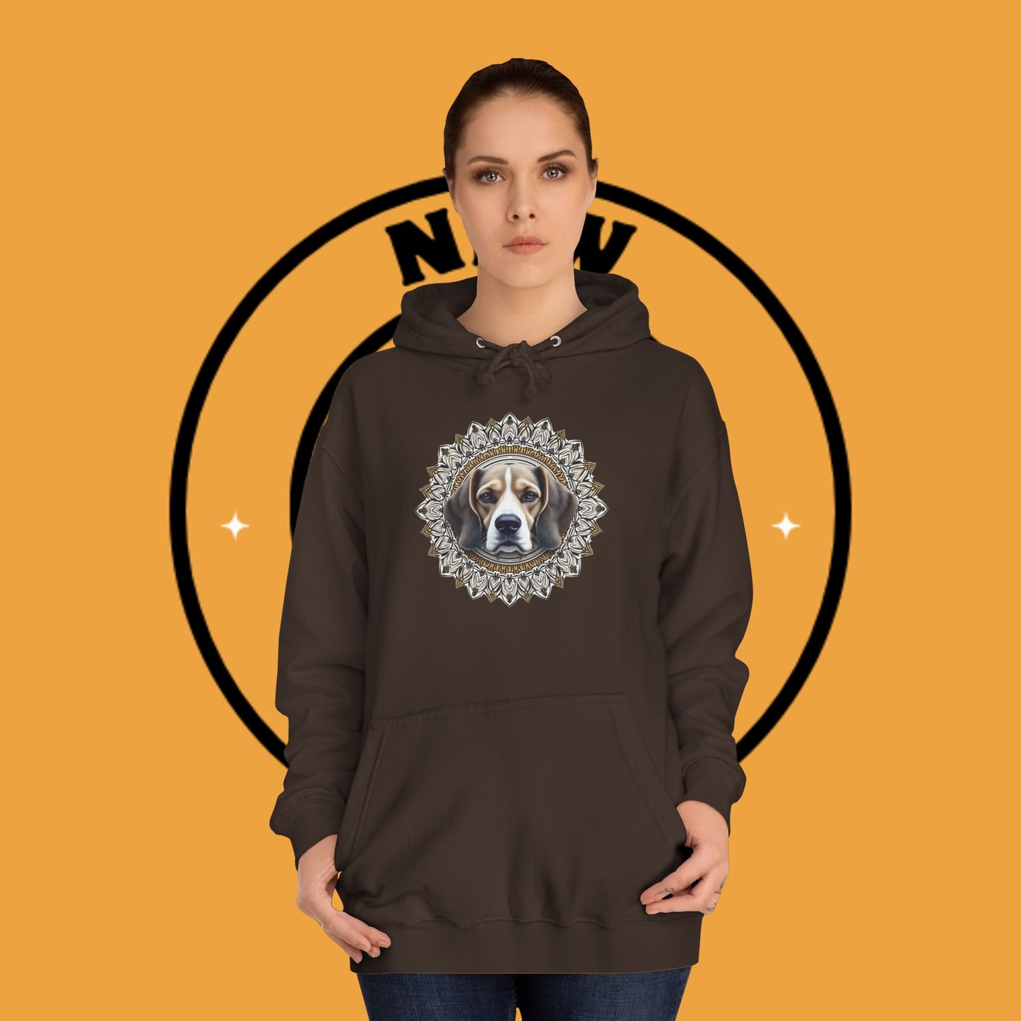 🕉️ Sacred Beagle Mandala Hoodie - Where Spirituality Meets Canine Love! ✨Royal Beagle Mandala Hoodie 🐾✨- Unisex Hoodie