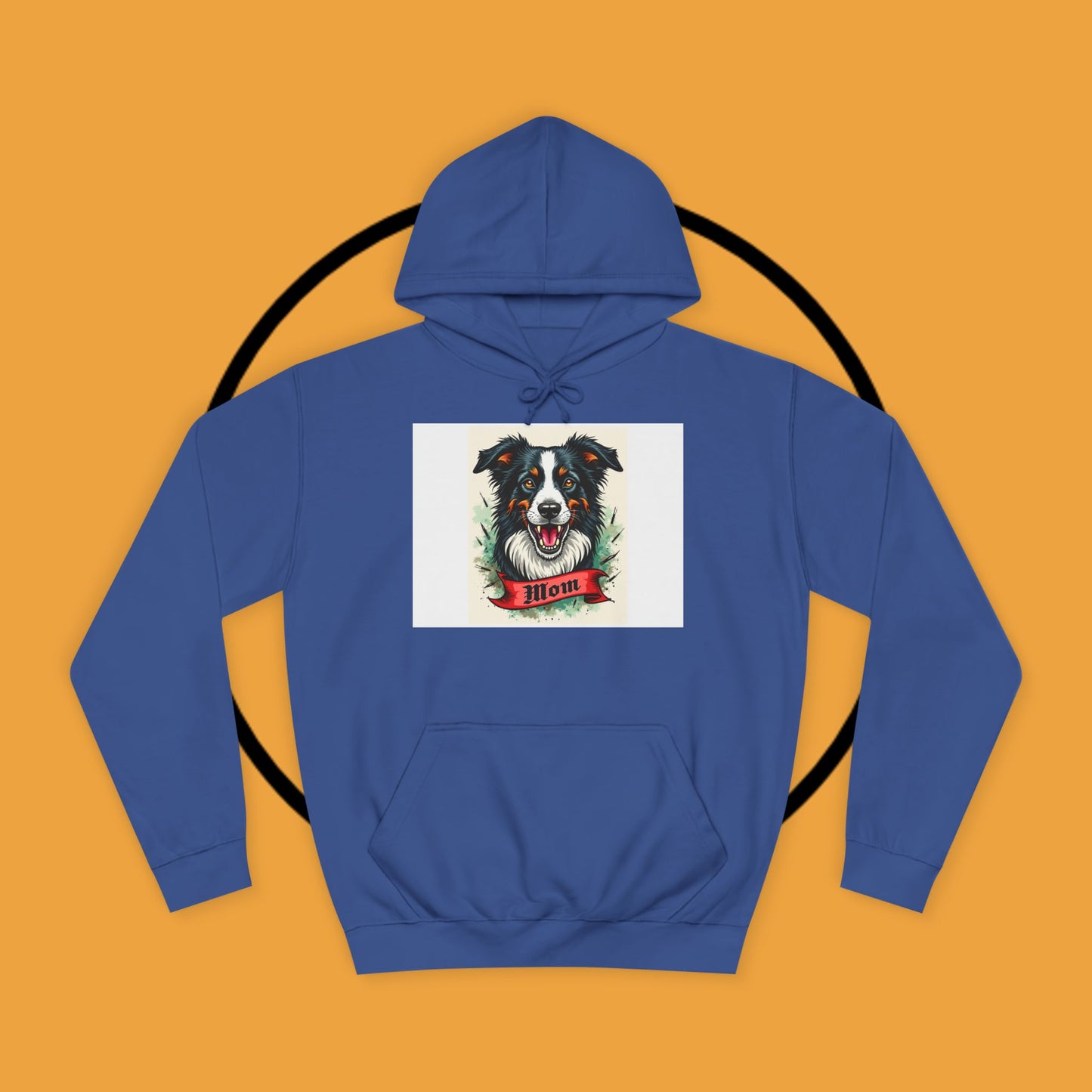 "Border Collie Mom Tattoo Style Hoodie - Vintage Dog Mother Banner Design Sweatshirt | Bold Statement Wear"