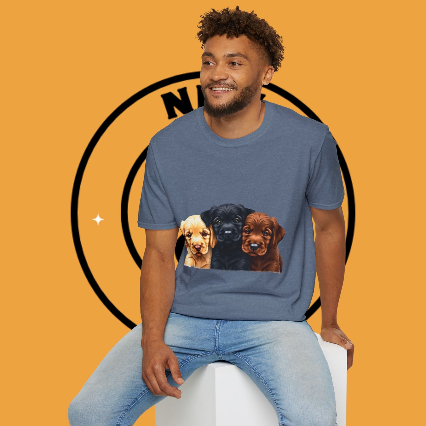 3 Adorable Retrievers Puppys - Dog - Unisex T-Shirt Design "Retriever Squad ๐พ | Trio of Cuteness T-Shirt for Dog Devotees"