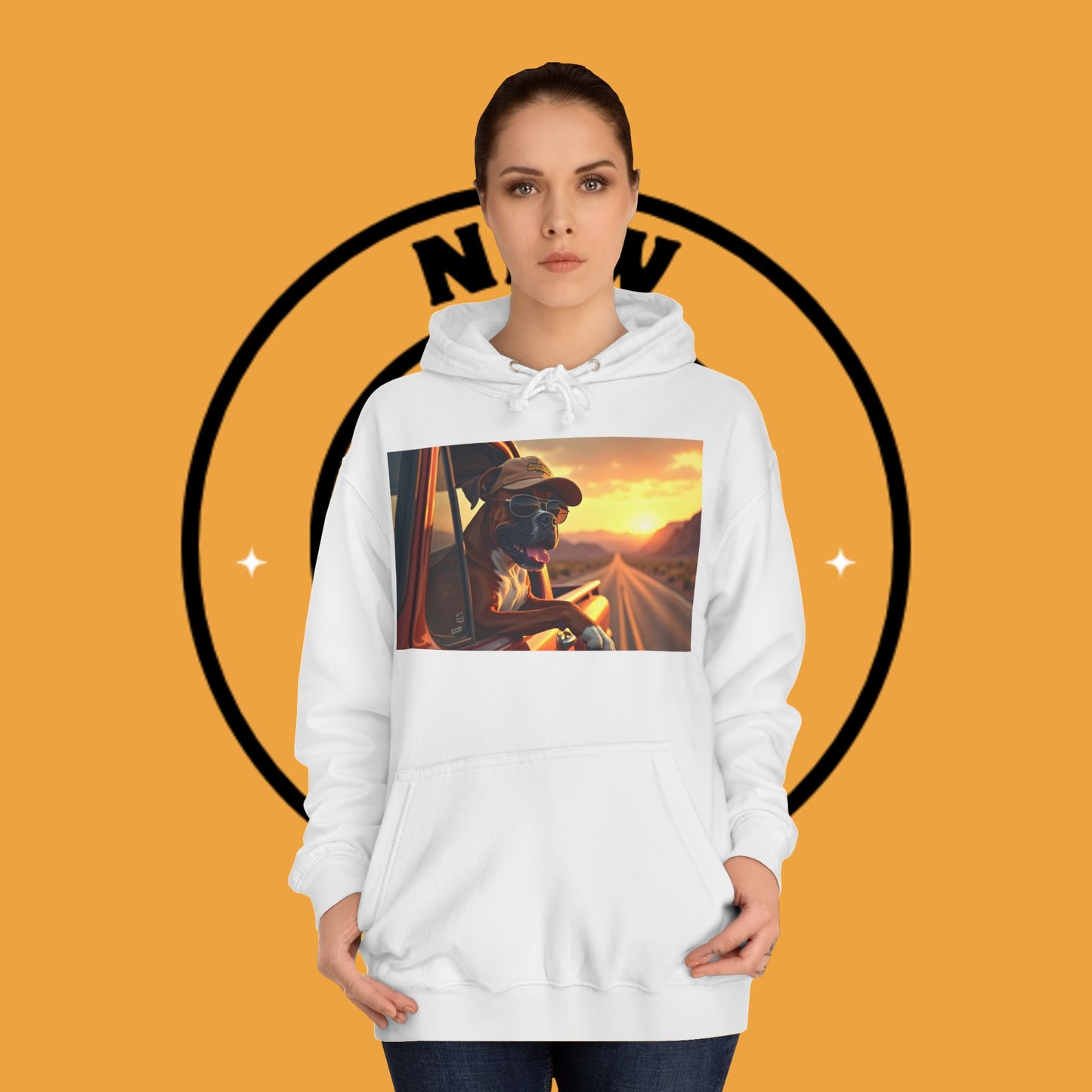 Cool Road Trip Boxer Dog Hoodie - Vintage Sunset Adventure Apparel | Travel Lover Gift