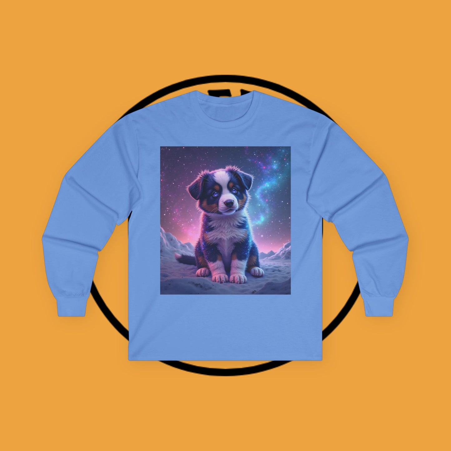 Galaxy Border Collie Puppy Long Sleeve Tee - Cosmic Dog Art Shirt | Space Pet Apparel
