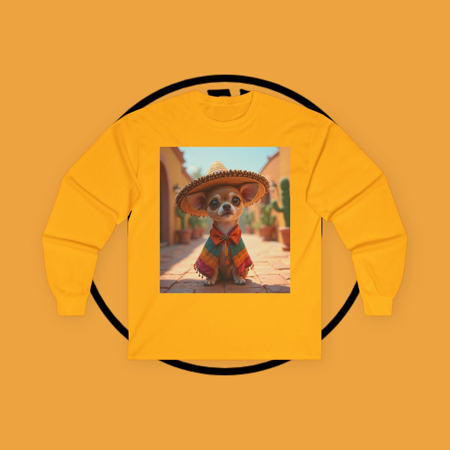 Mariachi Chihuahua Long Sleeve Tee - Authentic Mexican Fiesta Design