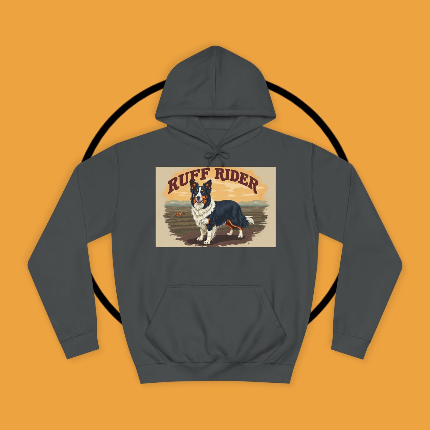 "Ruff Rider Border Collie Hoodie - Vintage Western Dog Lover Sweatshirt | Premium Quality Comfort Wear"