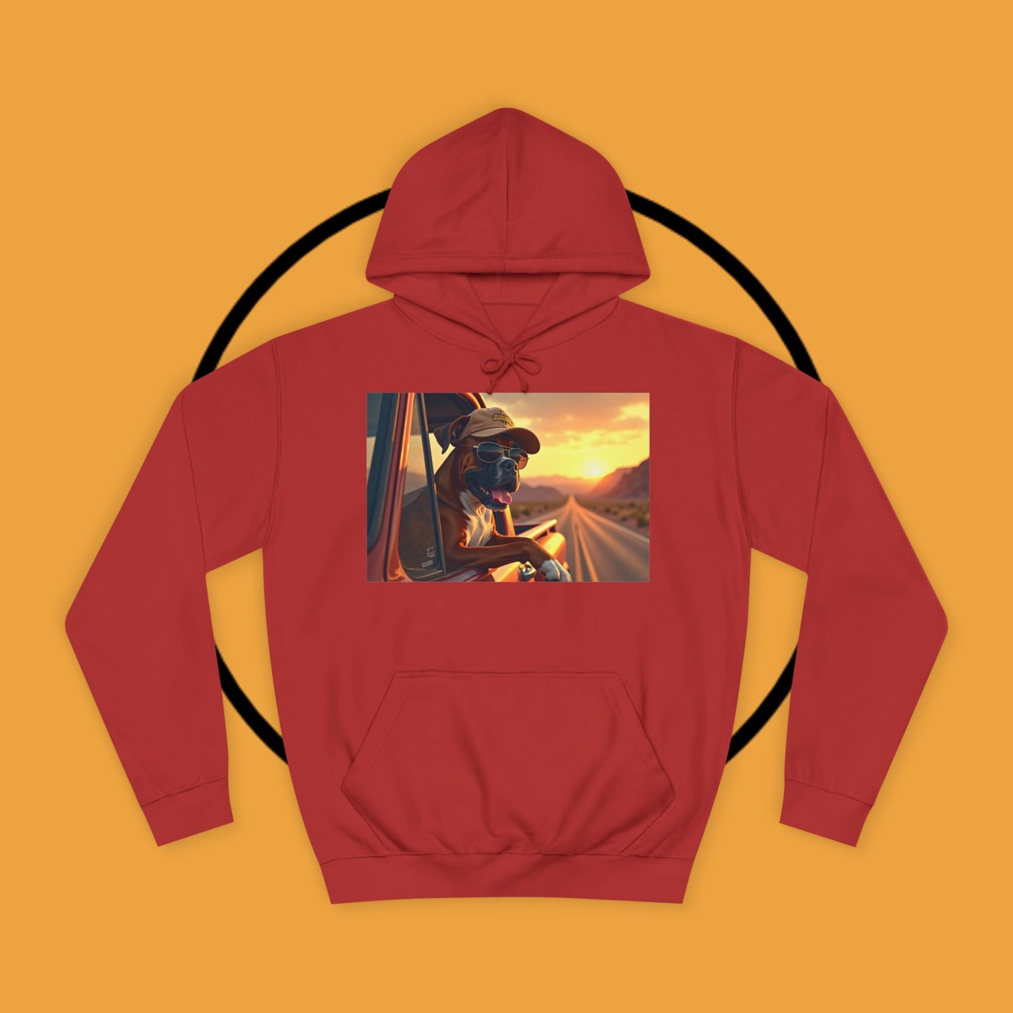 Cool Road Trip Boxer Dog Hoodie - Vintage Sunset Adventure Apparel | Travel Lover Gift