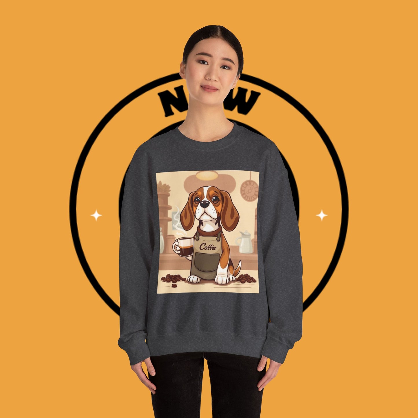 Dog Lover Crewneck Sweatshirt - Beagle Barista ☕ BARISTA BEAGLE SWEATSHIRT - BREW-TIFUL MORNINGS START HERE! ☕