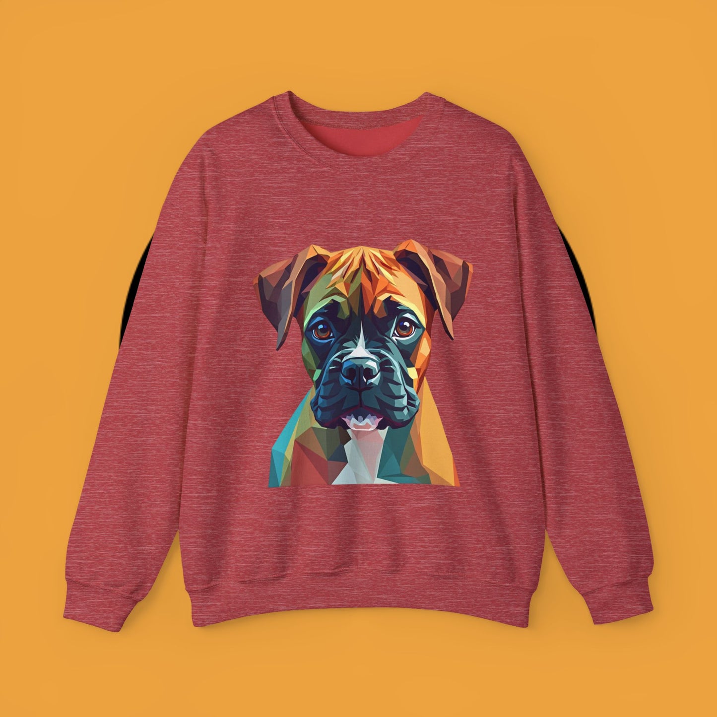 Geometric Boxer Dog Crewneck Sweatshirt - Polygon Art Pet Portrait - Modern Design Lover Gift