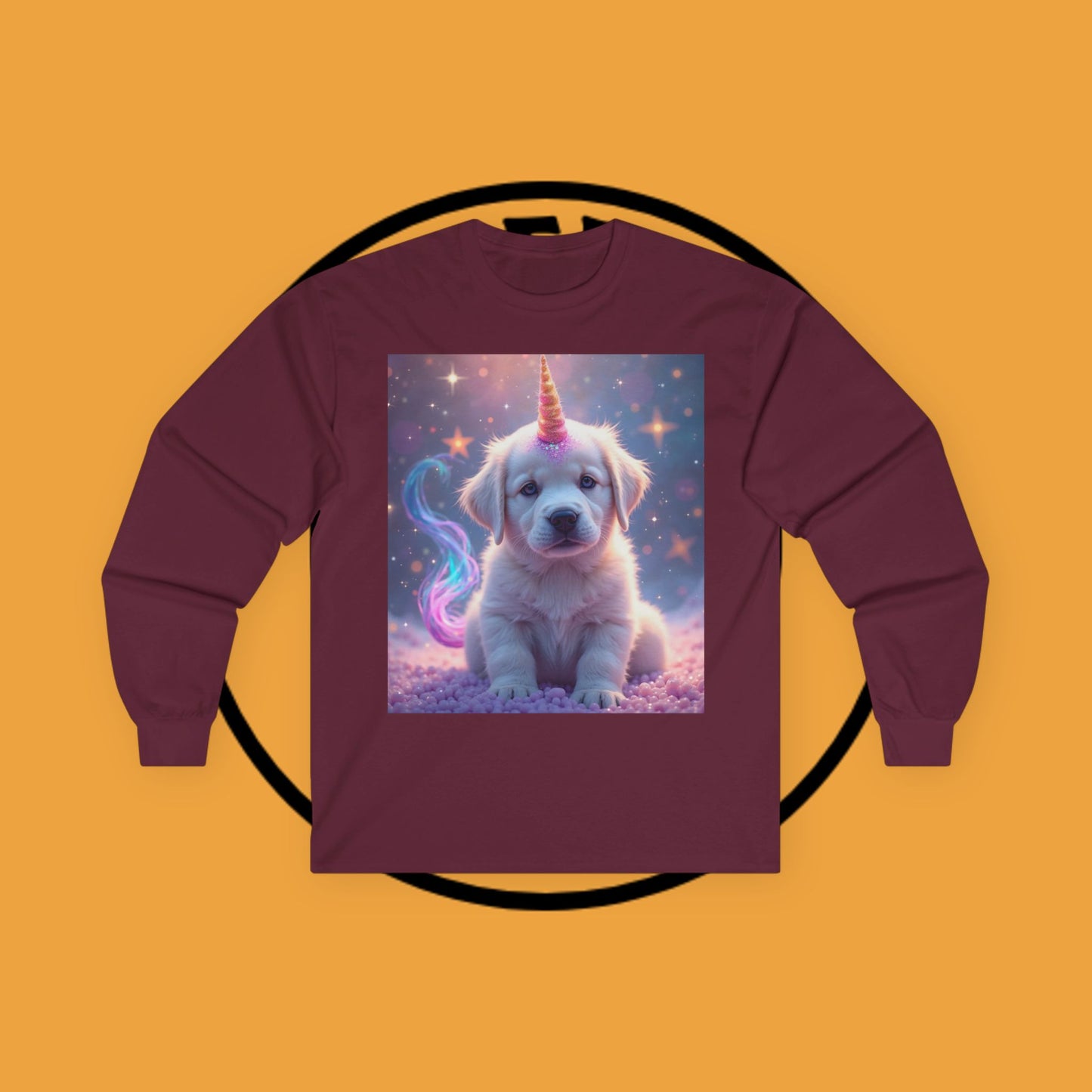Magical Unicorn Puppy - Cosmic Fantasy Rainbow Horn Puppy Design - Unicorn Puppy with Sparkly Horn and Magic Tail - Long Sleeve T-Shirt for Fantasy Lovers π¦β¨