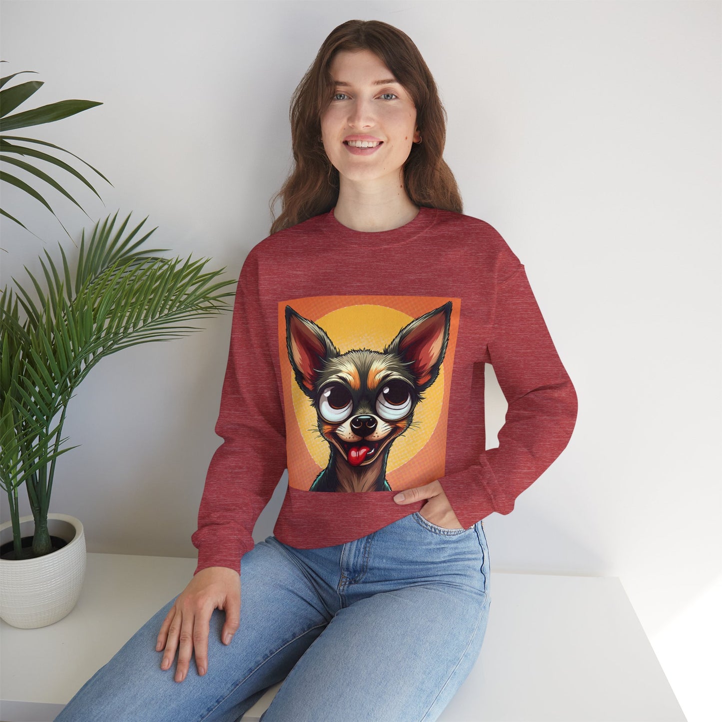 Cute Chihuahua Crewneck Sweatshirt - Funny Dog Lover Gift | Adorable Pet Portrait Pullover