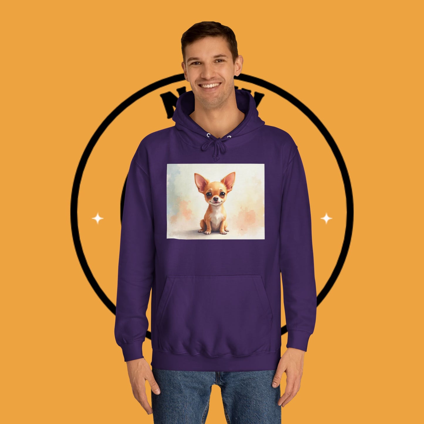 Watercolor Chihuahua Puppy Hoodie - Artistic Dog Portrait Sweatshirt