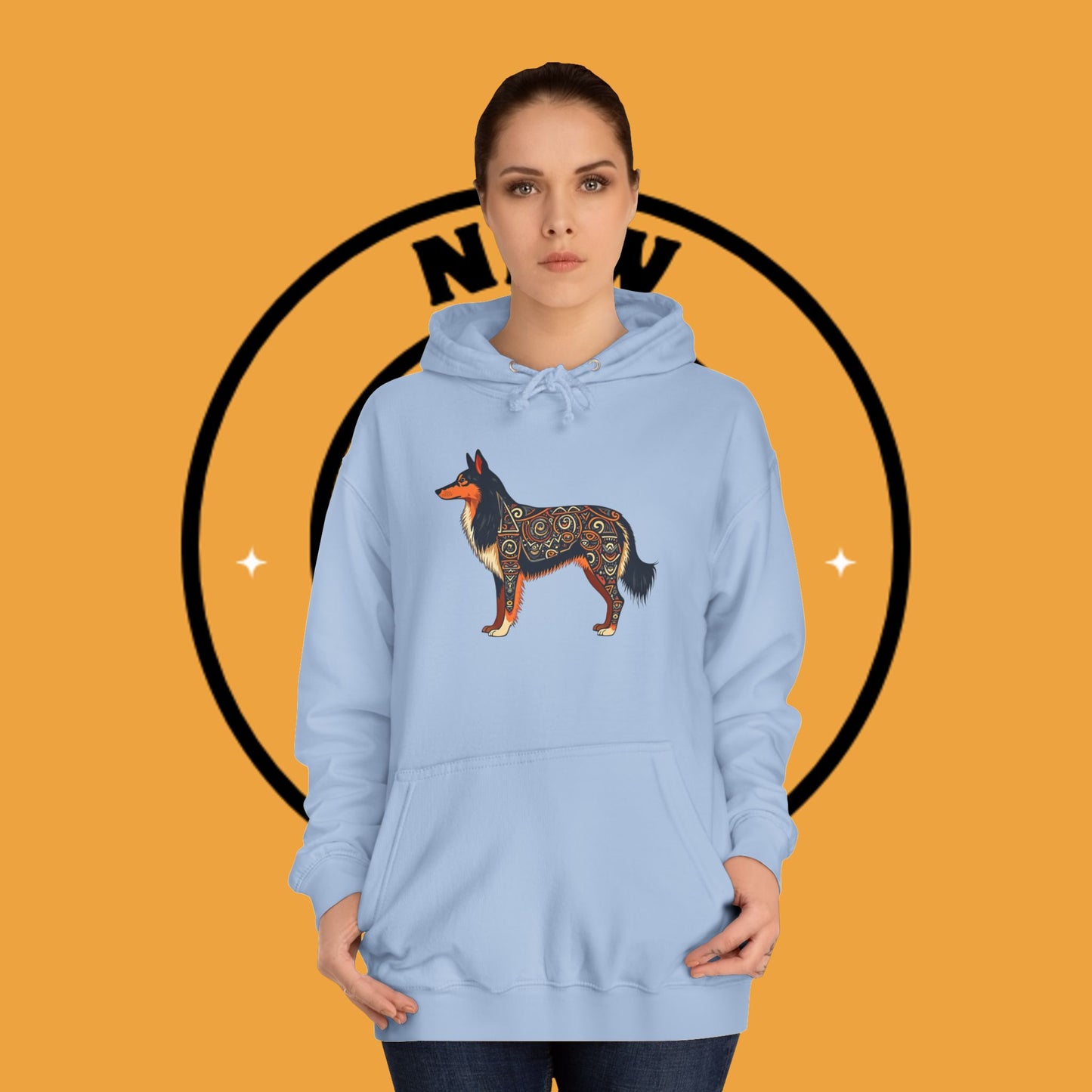 "Tribal Border Collie Mandala Hoodie - Sacred Geometry Dog Art Sweatshirt | Spiritual Celtic Design"