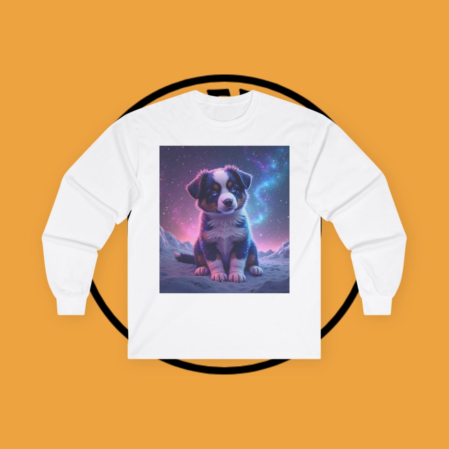 Galaxy Border Collie Puppy Long Sleeve Tee - Cosmic Dog Art Shirt | Space Pet Apparel