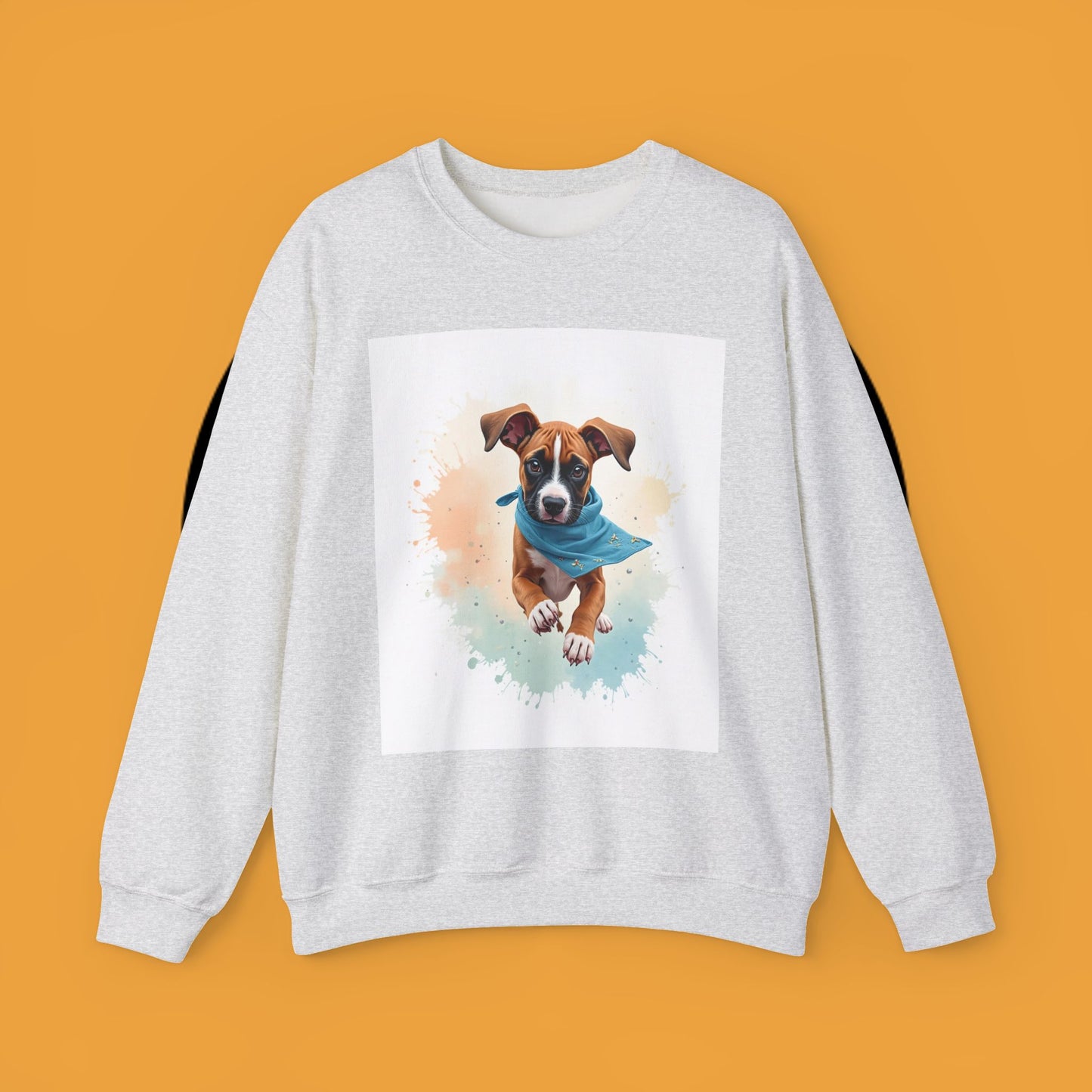 Watercolor Puppy Bandana Crewneck Sweatshirt - Artistic Dog Portrait - Unique Pet Lover Gift