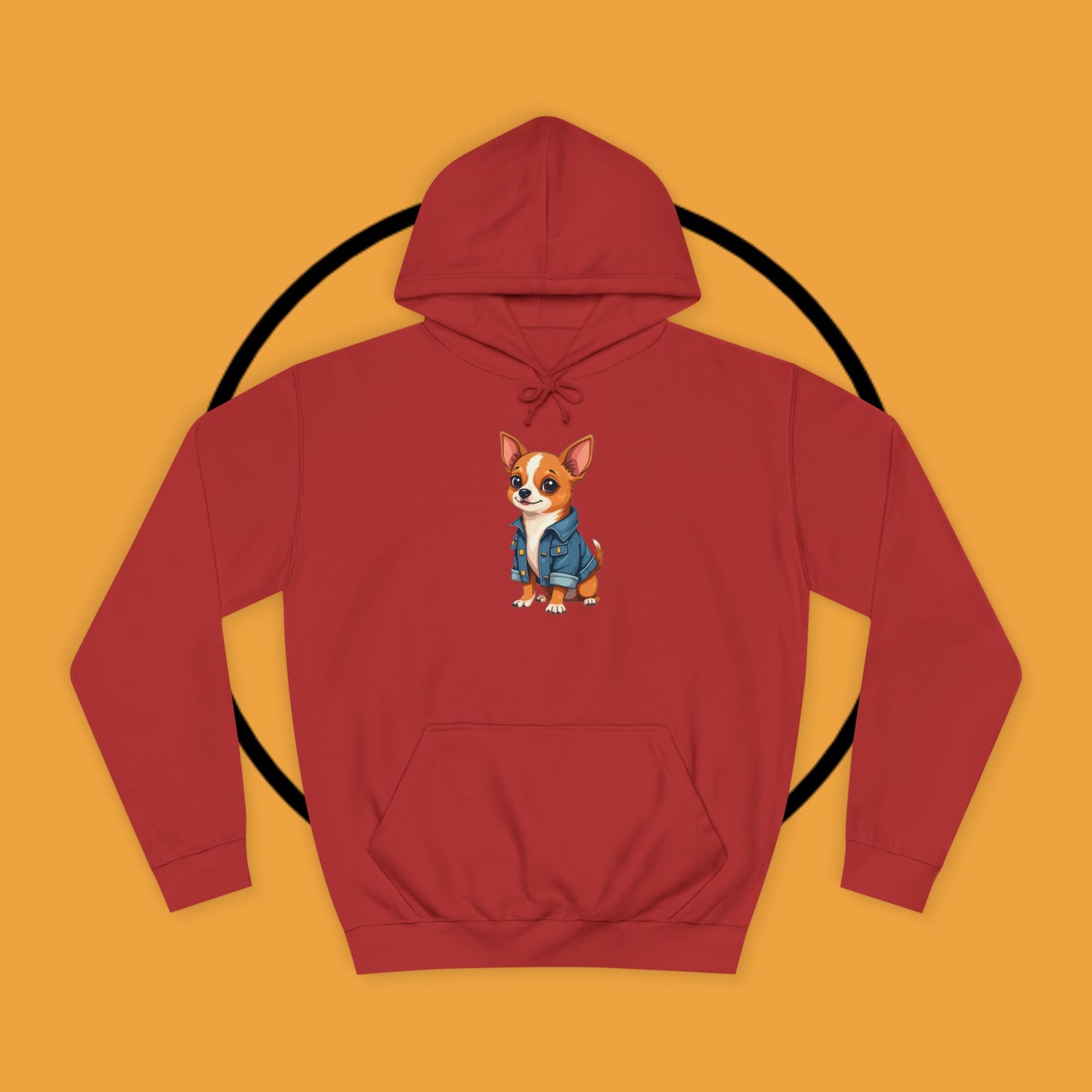 "Adorable Chihuahua in Denim Jacket Hoodie | Cute Dog Lover Gift | Premium Pet Fashion Streetwear"