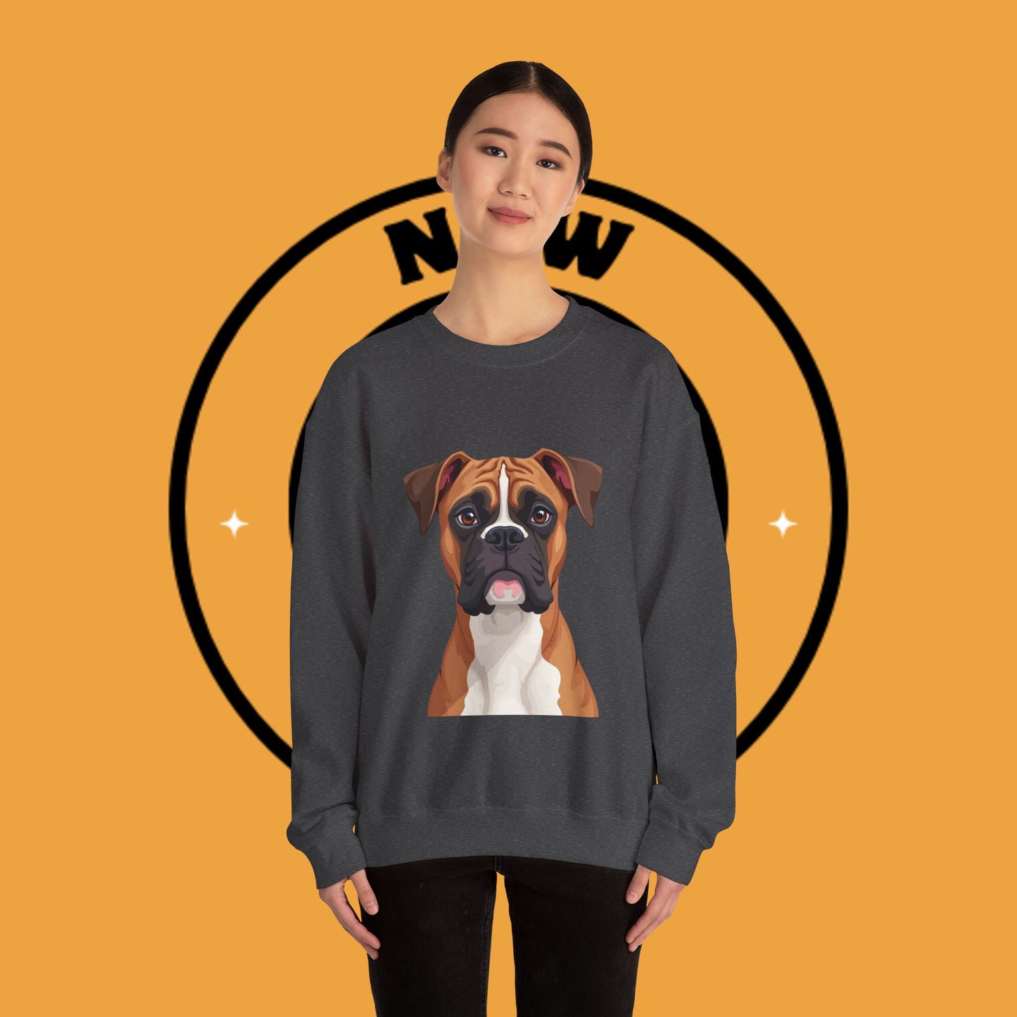 Classic Boxer Dog Portrait Crewneck Sweatshirt | Elegant Dog Lover Gift | Minimalist Boxer Art