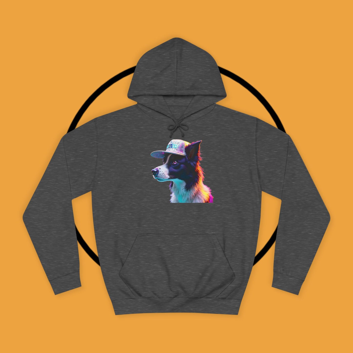 "Neon Rainbow Dog Hoodie - Vibrant Border Collie Street Art Design | Unisex Premium Streetwear"
