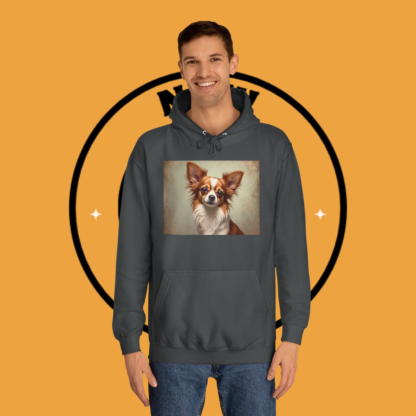 "Long Haired Chihuahua Portrait Hoodie | Elegant Pet Art | Classic Dog Painting Style | Beautiful Chihuahua Gift"