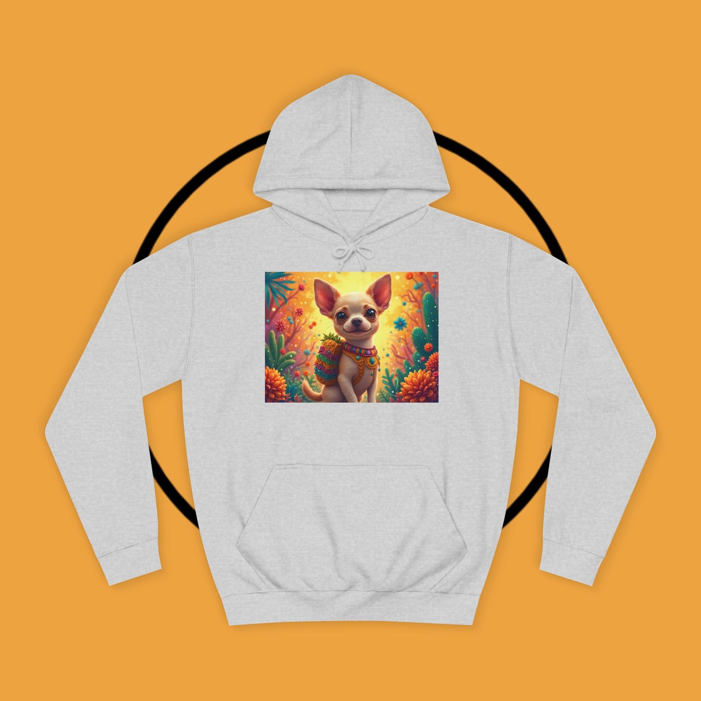 "Mexican Fiesta Chihuahua Hoodie | Day of Dead Dog Art | Colorful Desert Cactus Design | Cinco de Mayo Gift"