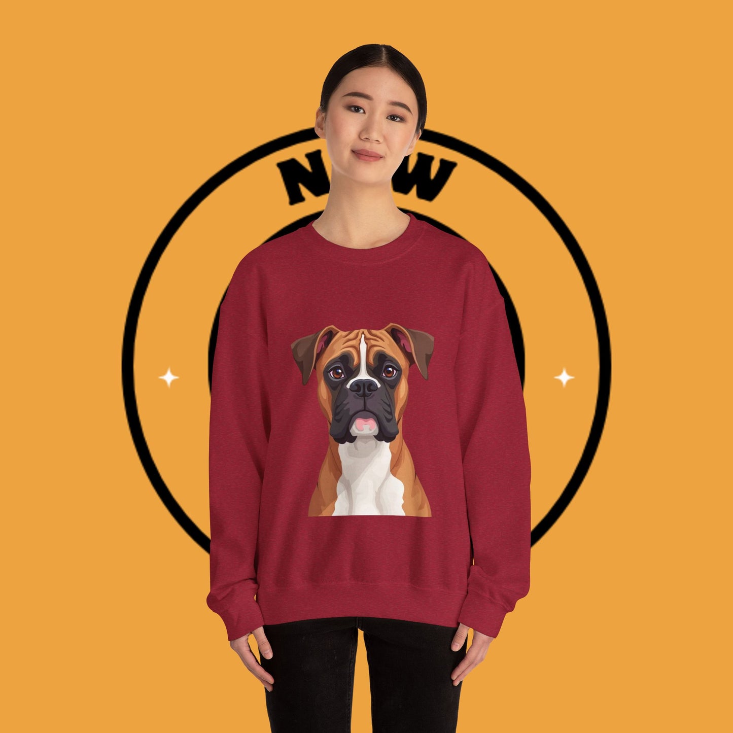 Classic Boxer Dog Portrait Crewneck Sweatshirt | Elegant Dog Lover Gift | Minimalist Boxer Art