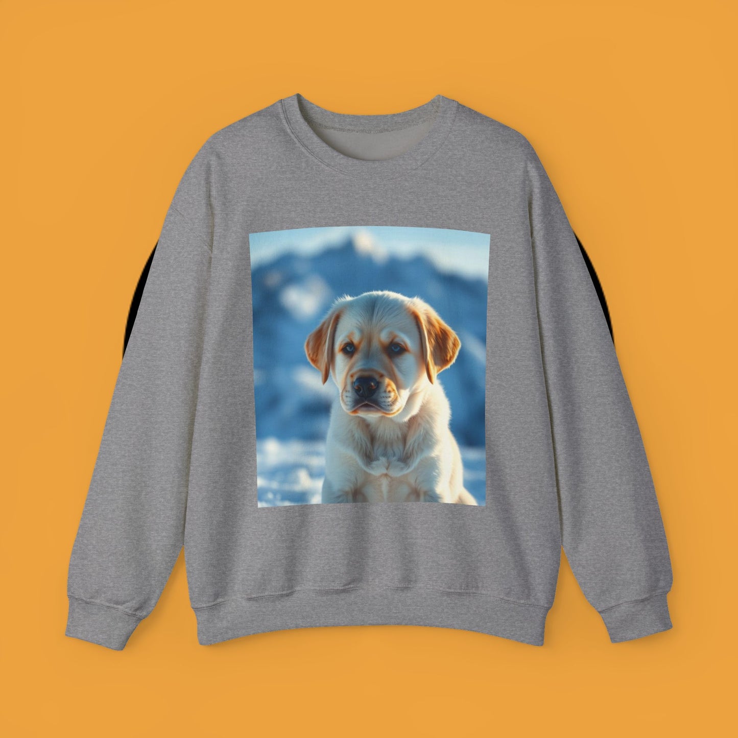 Crewneck Sweatshirt - Cute Labrador Puppy with Blue Eyes - Adorable Dog Portrait in Snow