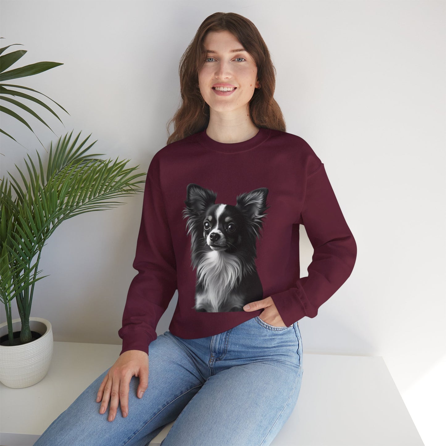 Vintage Chihuahua Portrait Sweatshirt | Black White Dog Photography | Classic Pet Art Design