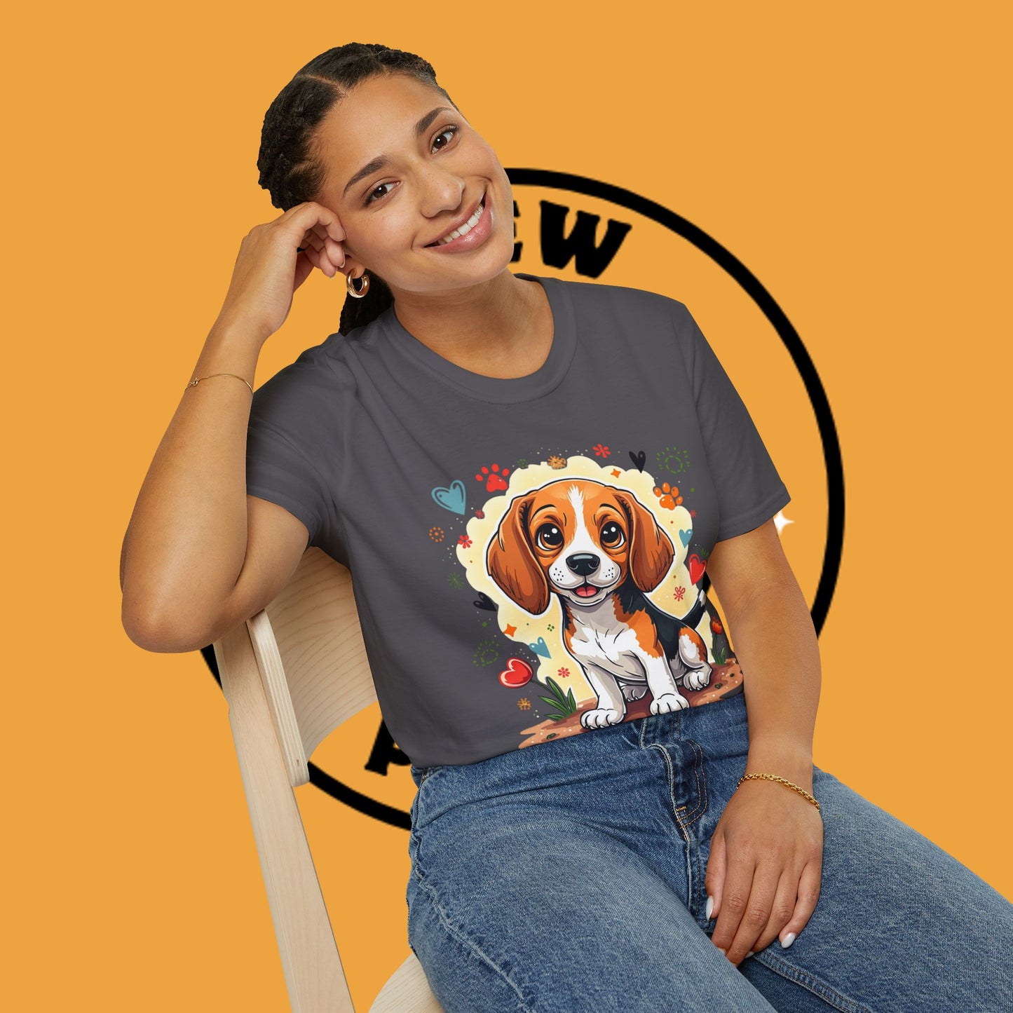 Adorable Beagle Puppy with Hearts & Paws T-Shirt - Cute Dog Love Design Graphic Tee