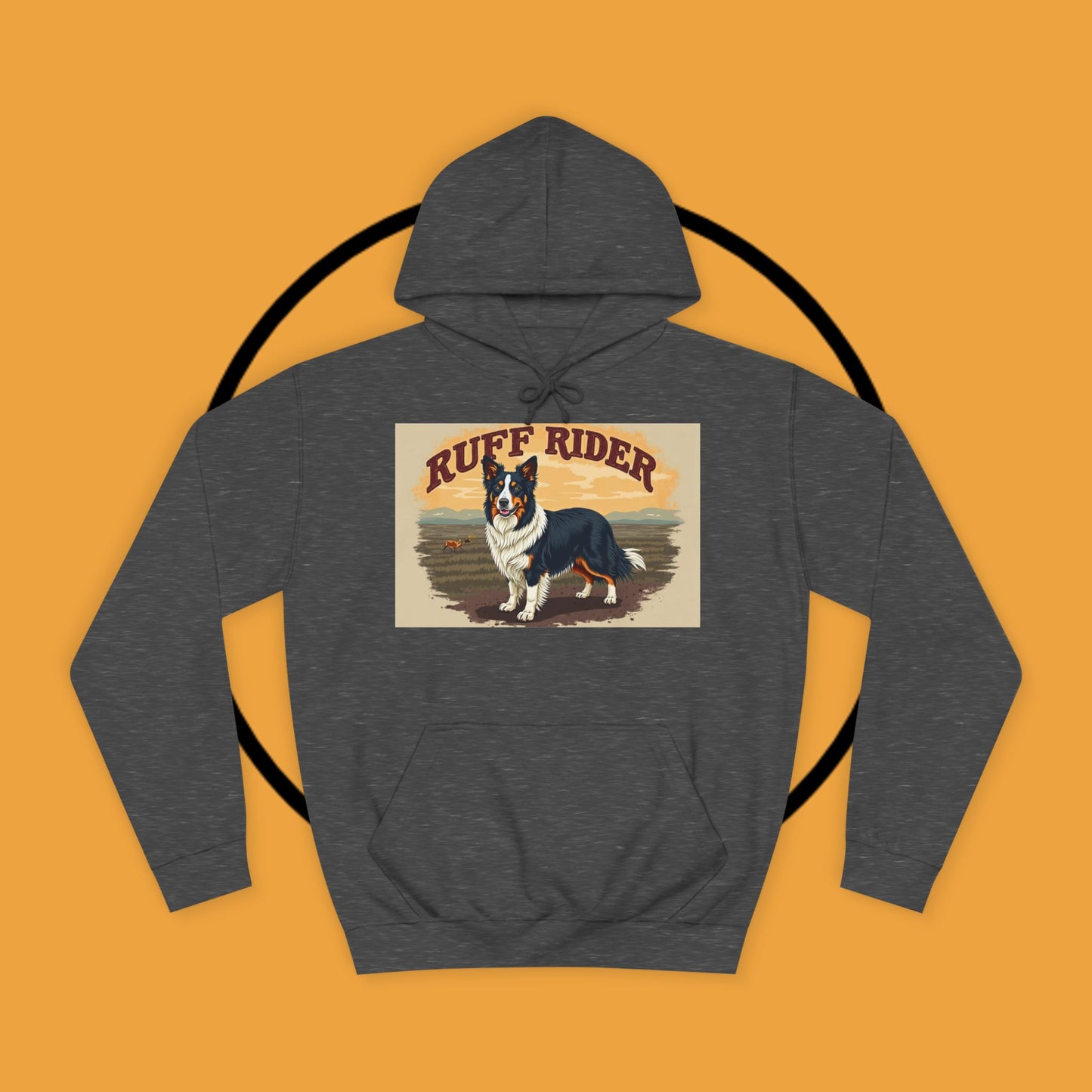 "Ruff Rider Border Collie Hoodie - Vintage Western Dog Lover Sweatshirt | Premium Quality Comfort Wear"