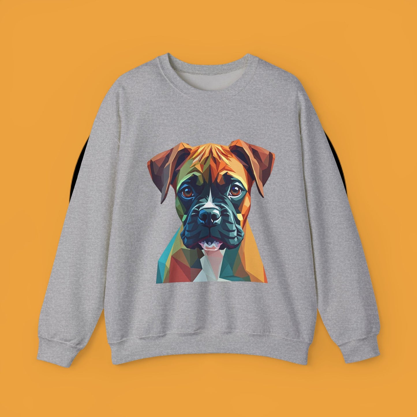Geometric Boxer Dog Crewneck Sweatshirt - Polygon Art Pet Portrait - Modern Design Lover Gift