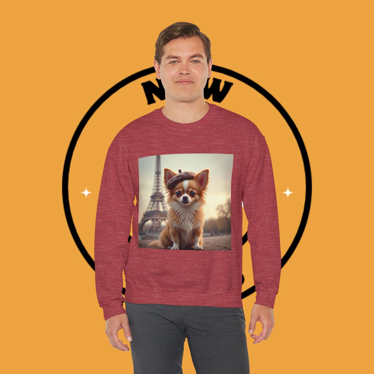 Parisian Chihuahua Beret Sweatshirt | French Dog Eiffel Tower Design | Travel Lover Gift