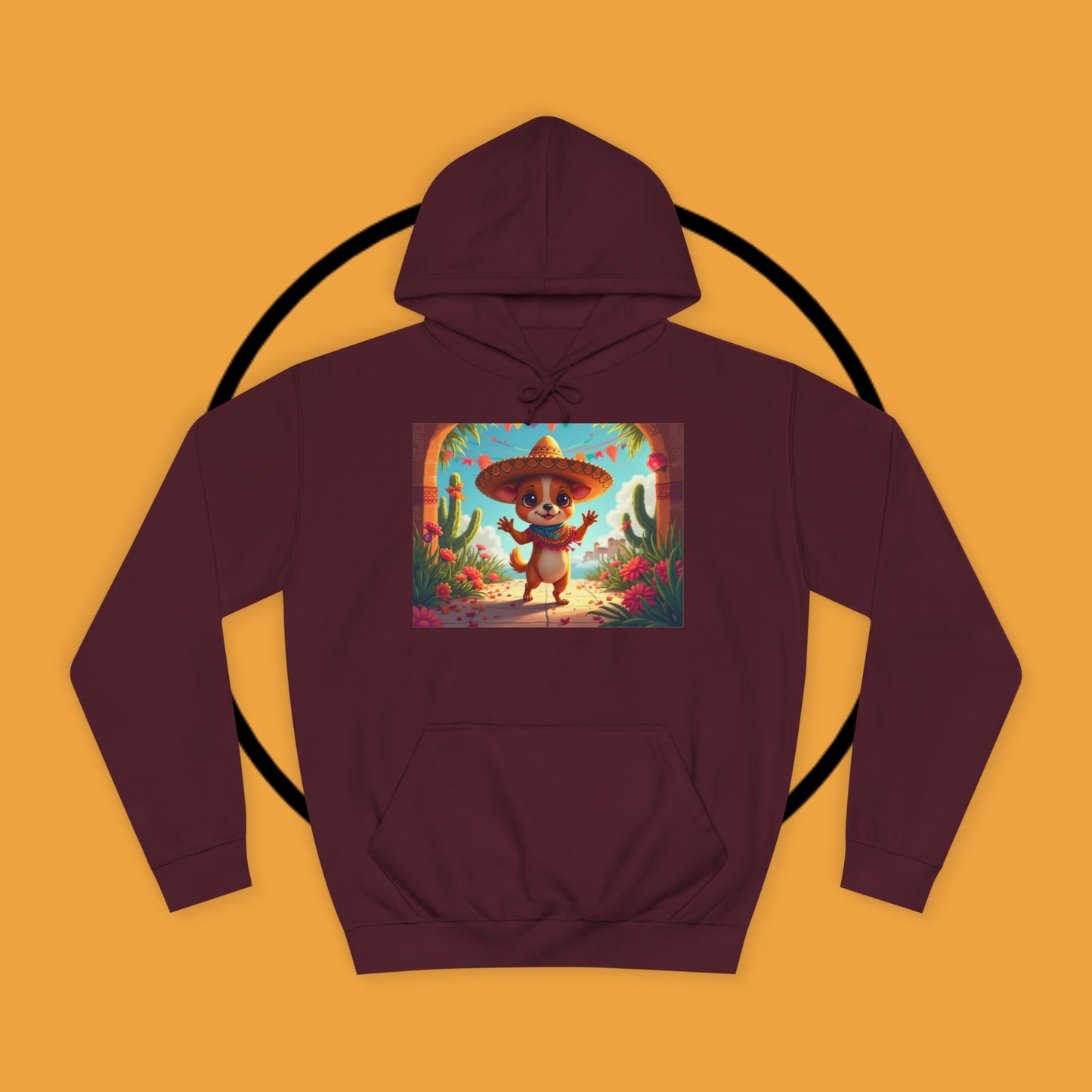 "Mexican Sombrero Chihuahua Hoodie | Fiesta Dog Celebration Wear | Authentic México Desert Art | Cinco de Mayo Gift"