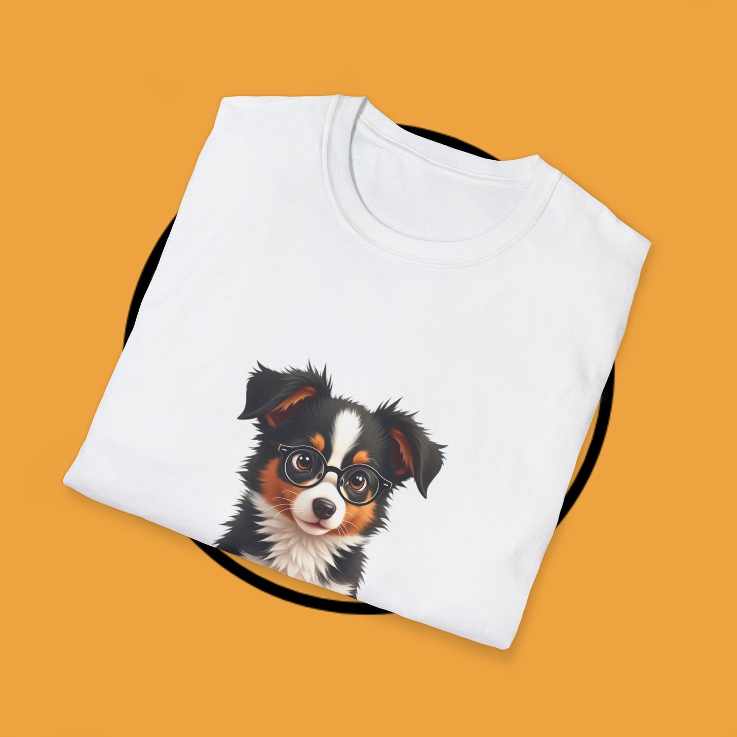 "Professor Puppy - Scholarly Border Collie" - Intellectual Dog T-Shirt - Smart Puppy with Glasses T-Shirt - Scholarly Dog Reading Book Tee | Educational Pet Lover Gift