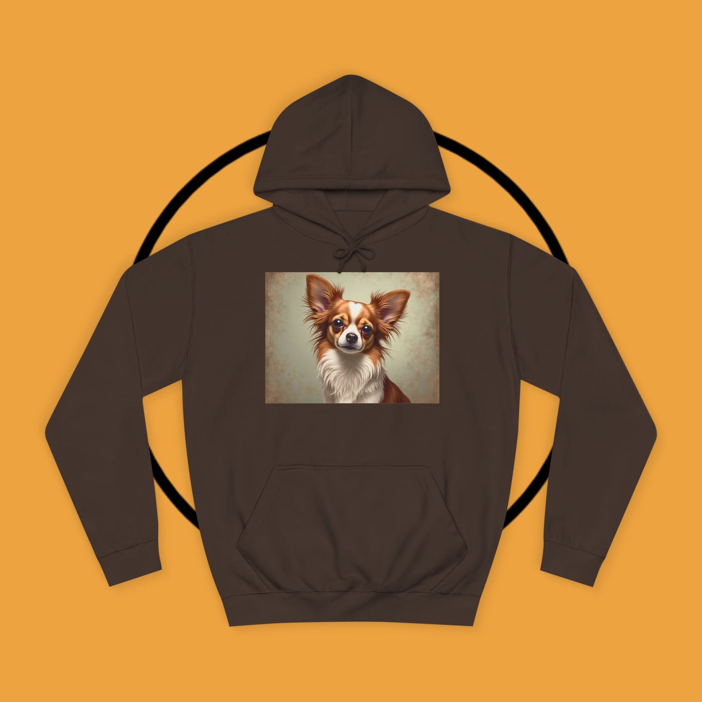 "Long Haired Chihuahua Portrait Hoodie | Elegant Pet Art | Classic Dog Painting Style | Beautiful Chihuahua Gift"