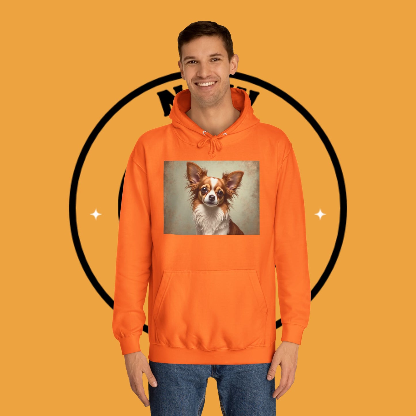 "Long Haired Chihuahua Portrait Hoodie | Elegant Pet Art | Classic Dog Painting Style | Beautiful Chihuahua Gift"