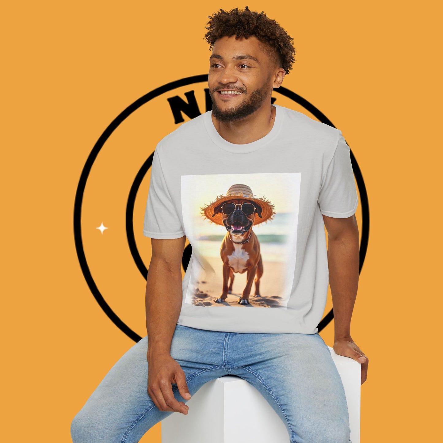 "Vacation Boxer Beach Vibes" Premium Summer T-Shirt / Beach Boxer Dog T-Shirt - Vacation Vibes Summer Pup Tee