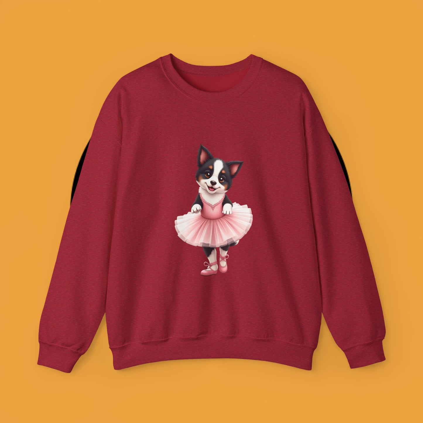 Cute Ballet Dog Crewneck Sweatshirt - Dancing Puppy in Pink Tutu Design | Kawaii Animal Lover Gift