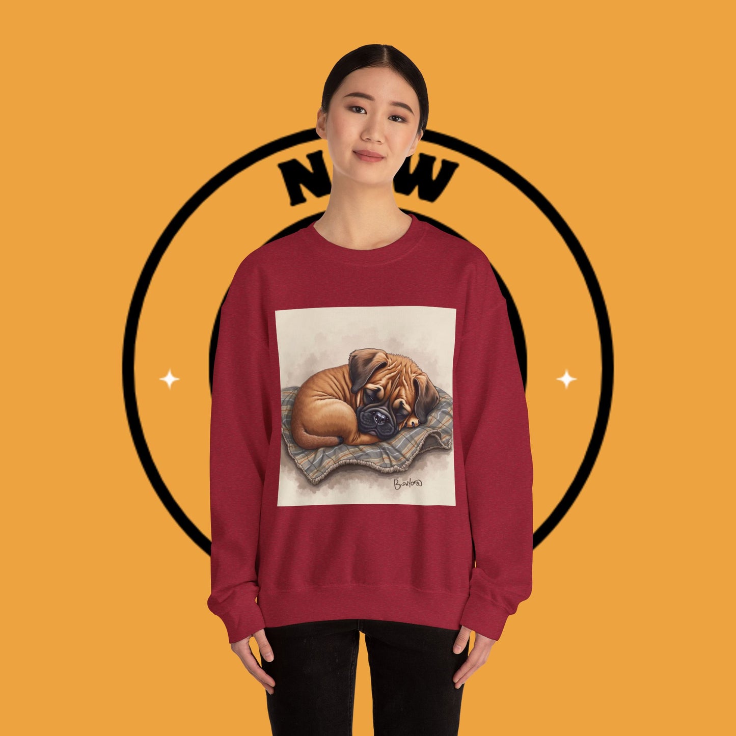 Sleeping Boxer Puppy Crewneck Sweatshirt - Cozy Dog Art Design - Comfort Wear for Pet Lovers
