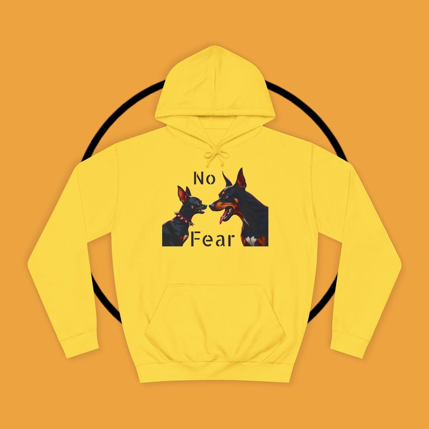 "Fearless Chihuahua vs Doberman Hoodie | Small Dog Big Attitude | David Goliath Pet Art | Brave Little Dog Gift"