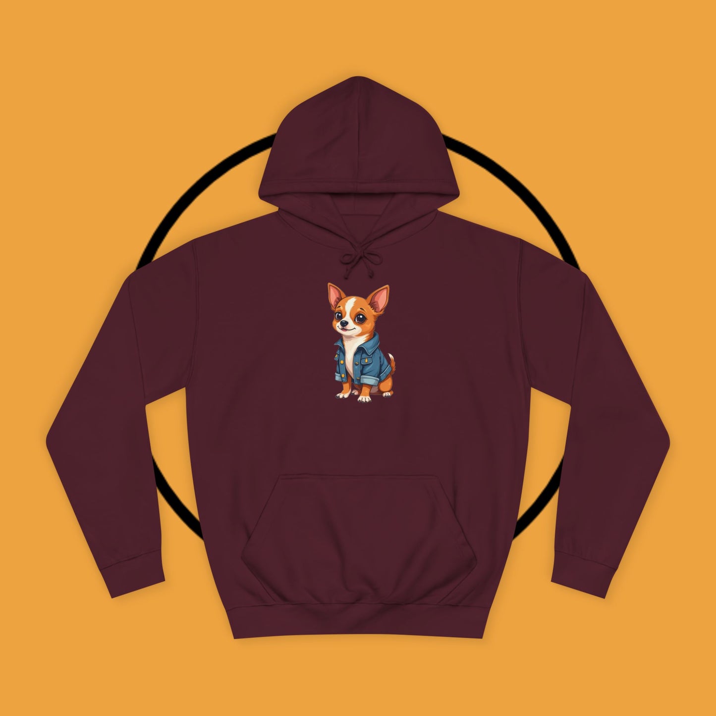 "Adorable Chihuahua in Denim Jacket Hoodie | Cute Dog Lover Gift | Premium Pet Fashion Streetwear"