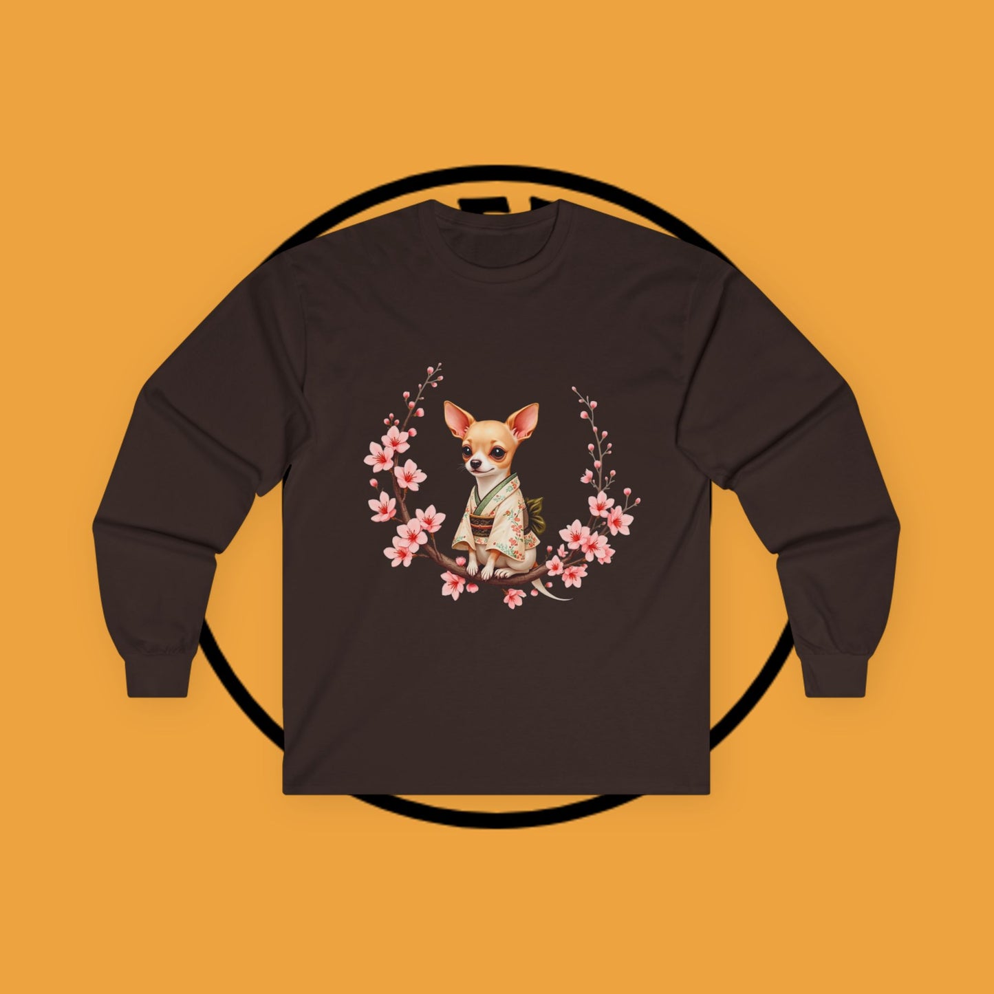 ๐ธ Sakura Chihuahua Kimono Long Sleeve Tee - Japanese Cherry Blossom Design