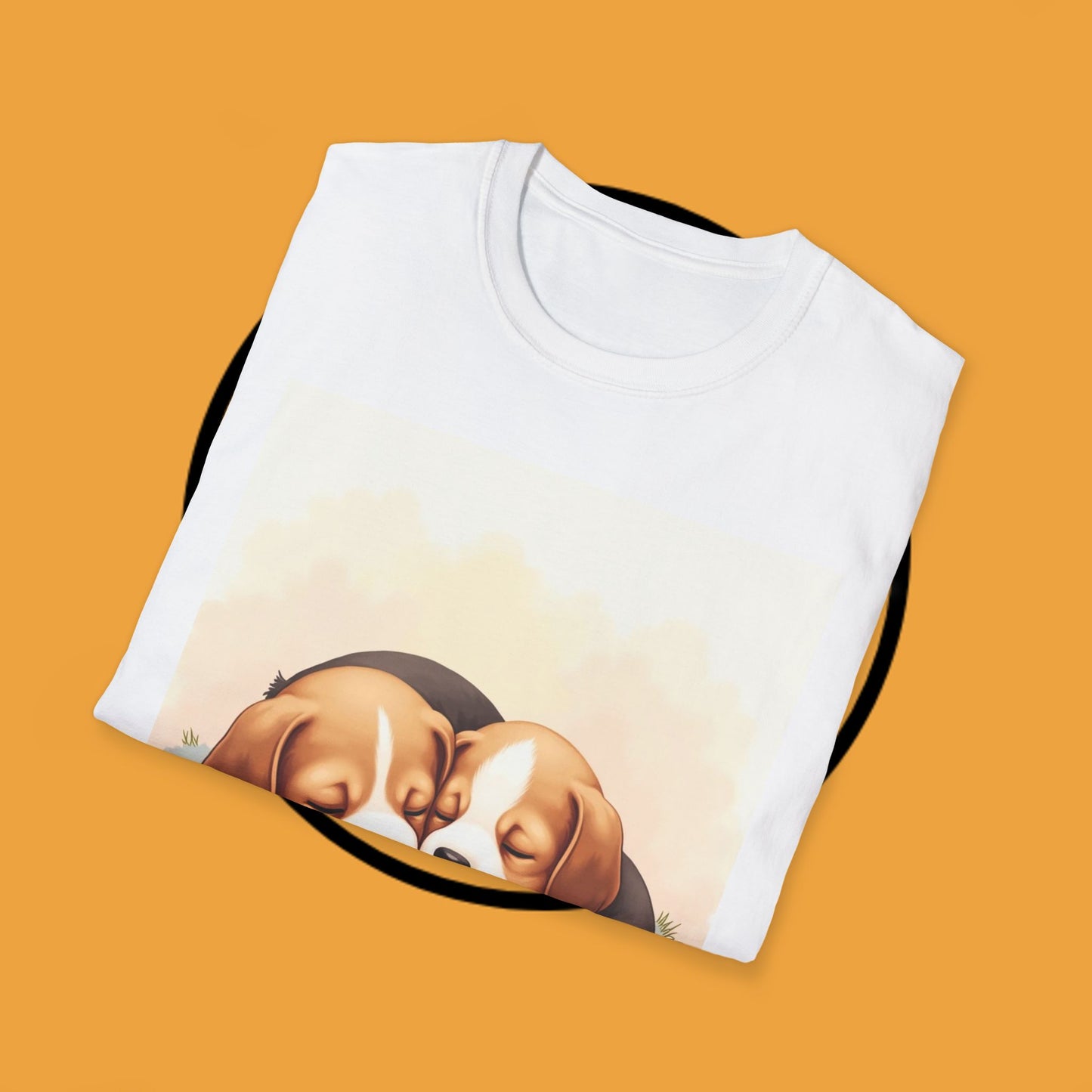 Beagle Twin Puppies Cuddling T-Shirt - Adorable Sleeping Puppies Design | Perfect Gift for Dog Lovers & Siblings