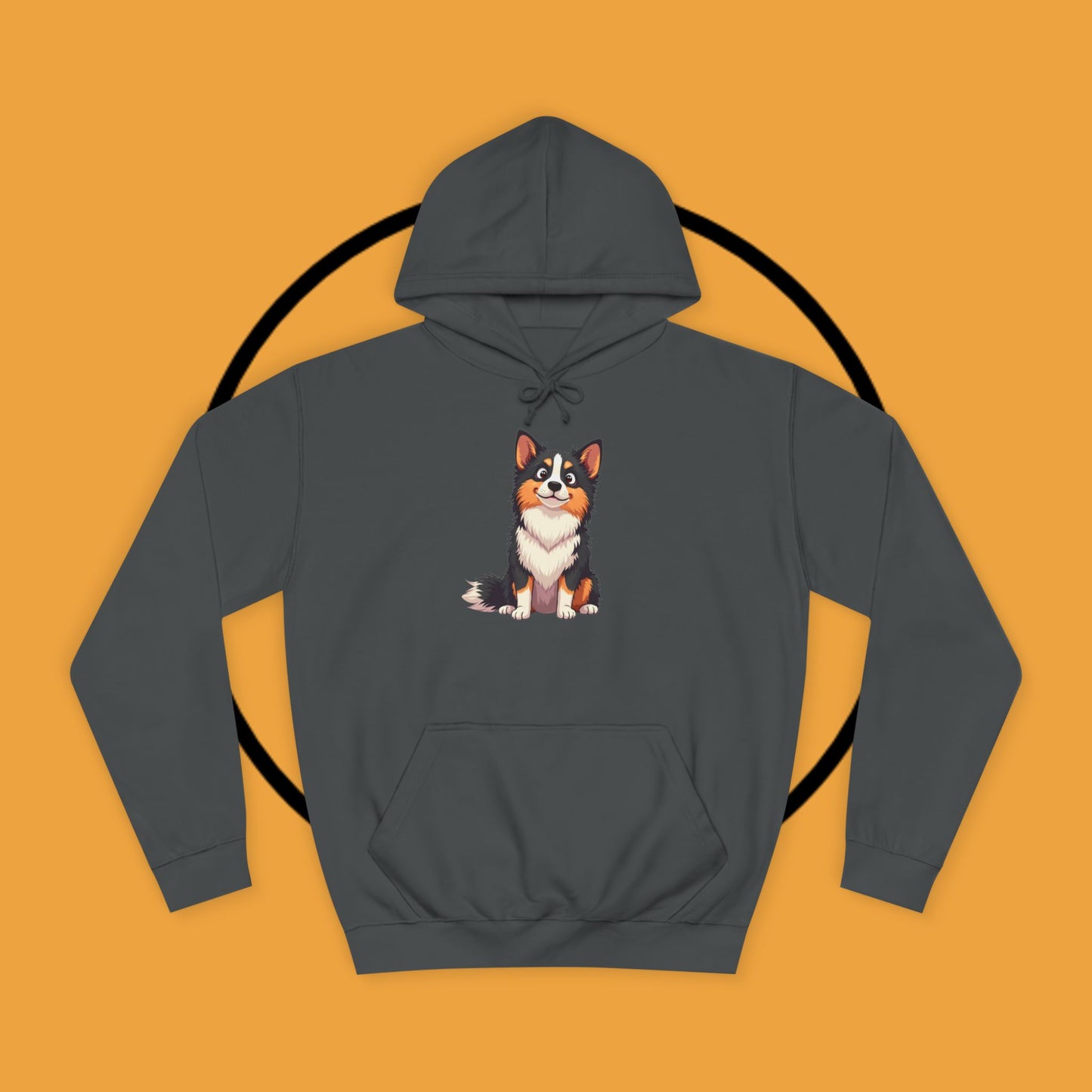 "Cute Tricolor Puppy Hoodie - Adorable Cartoon Dog Design | Kawaii Animal Streetwear for Dog Lovers"