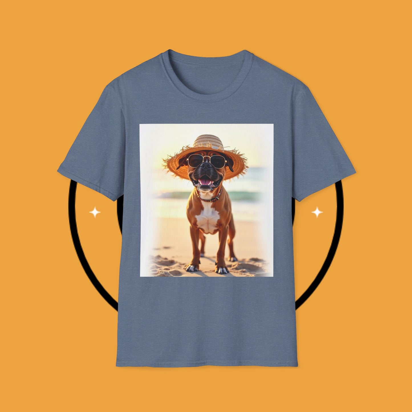 "Vacation Boxer Beach Vibes" Premium Summer T-Shirt / Beach Boxer Dog T-Shirt - Vacation Vibes Summer Pup Tee