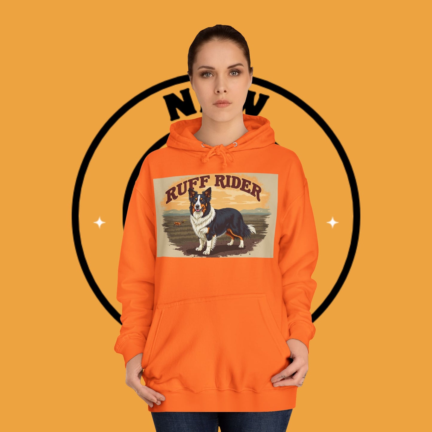 "Ruff Rider Border Collie Hoodie - Vintage Western Dog Lover Sweatshirt | Premium Quality Comfort Wear"