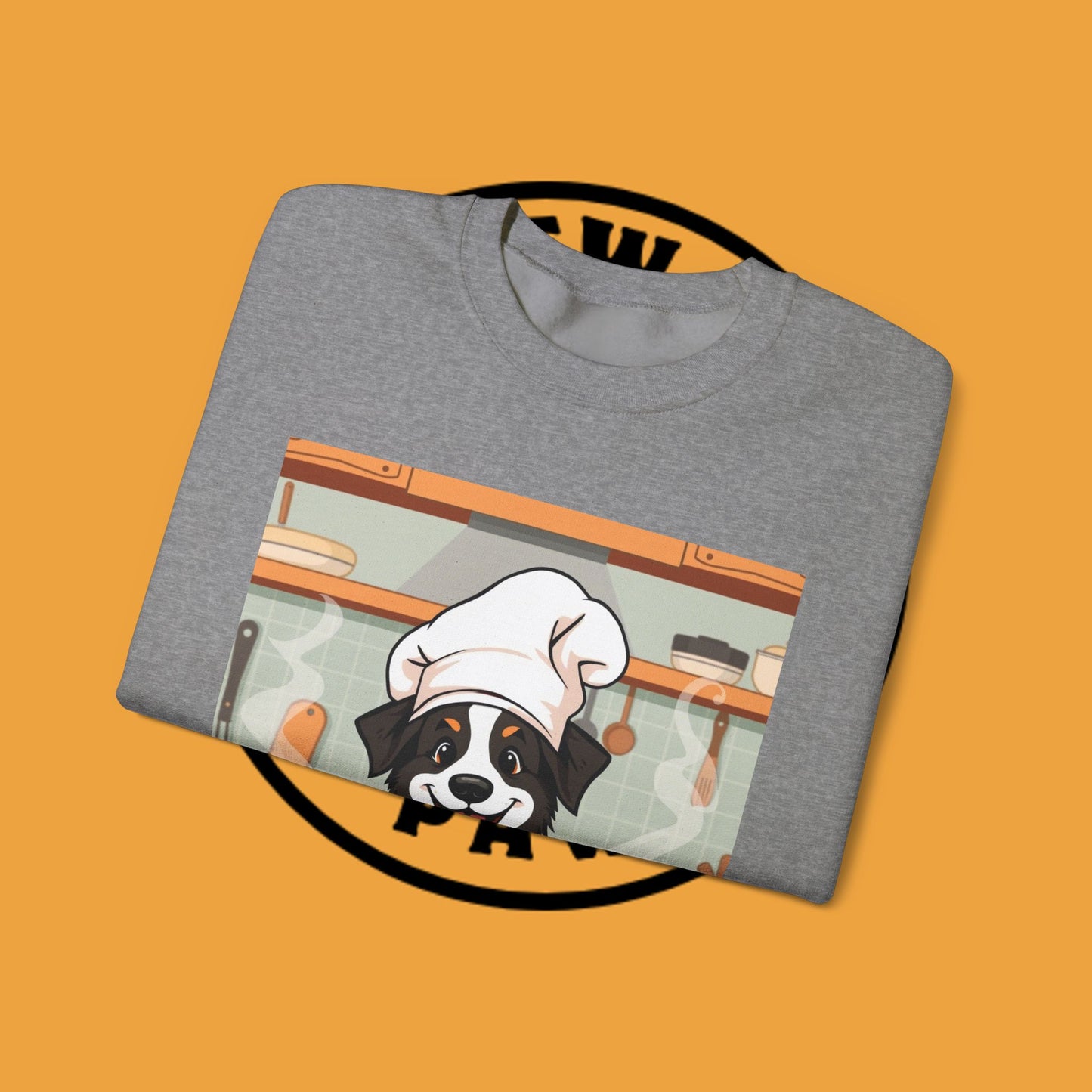 Chef Dog Crewneck Sweatshirt - Cute Puppy Cook with Chef Hat Kitchen Design | Culinary Lover Gift