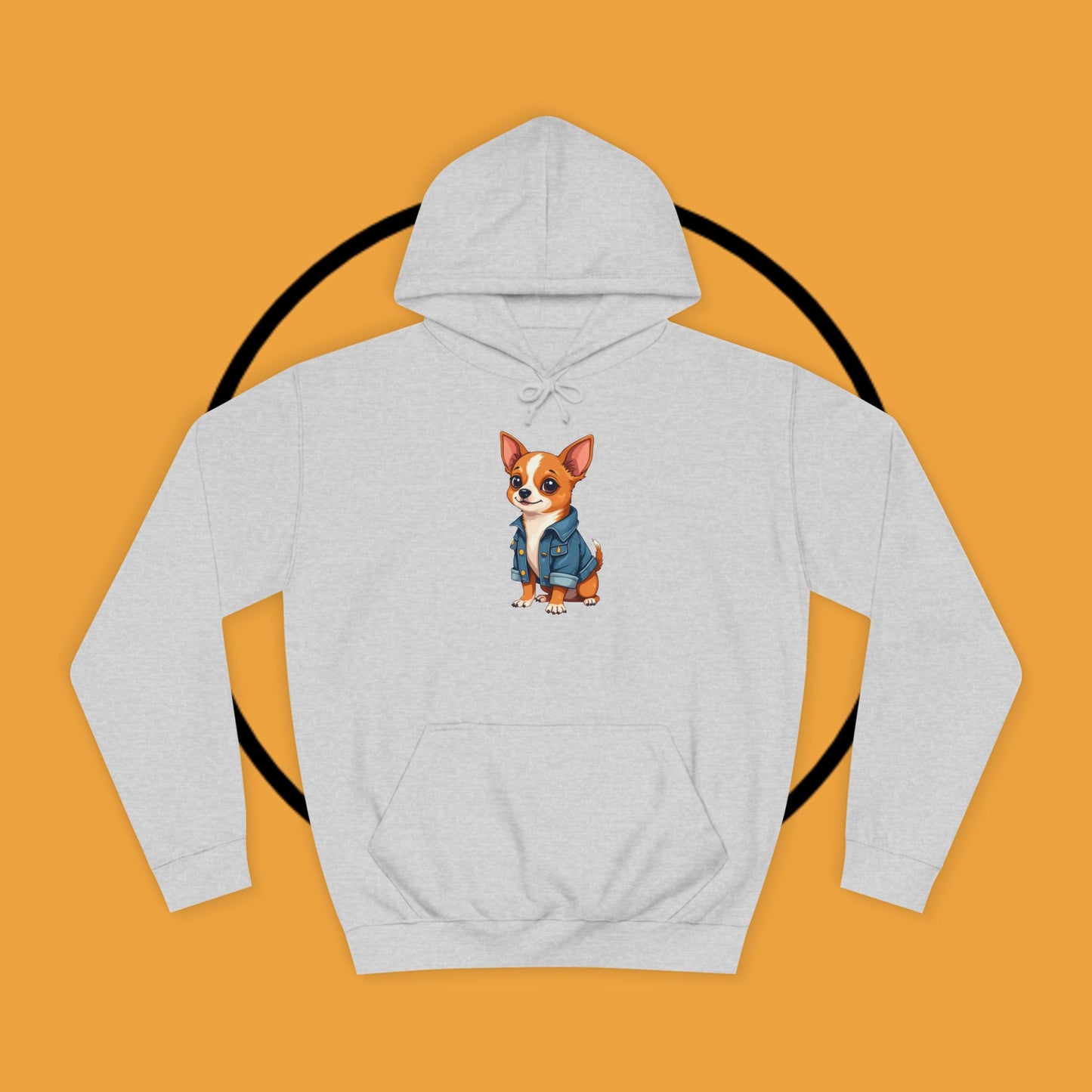 "Adorable Chihuahua in Denim Jacket Hoodie | Cute Dog Lover Gift | Premium Pet Fashion Streetwear"