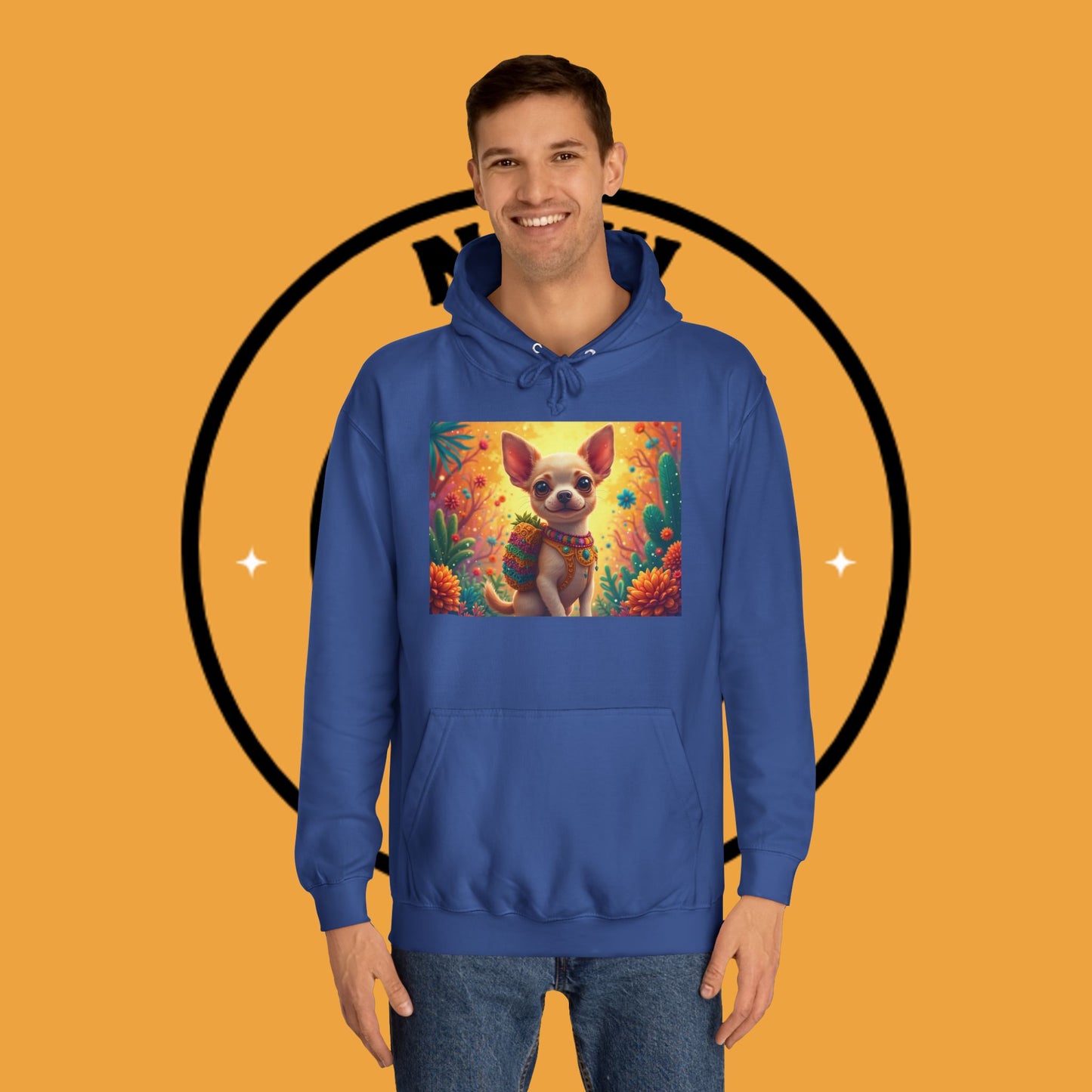 "Mexican Fiesta Chihuahua Hoodie | Day of Dead Dog Art | Colorful Desert Cactus Design | Cinco de Mayo Gift"