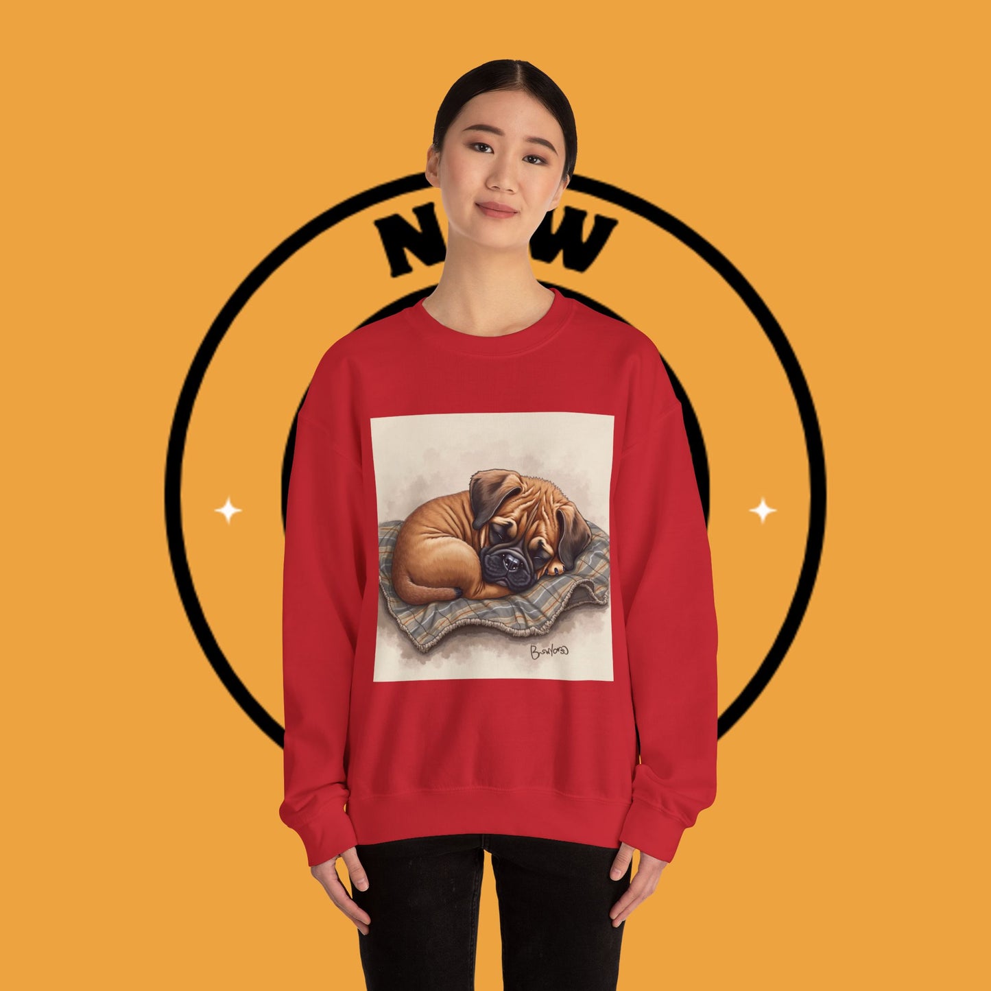 Sleeping Boxer Puppy Crewneck Sweatshirt - Cozy Dog Art Design - Comfort Wear for Pet Lovers