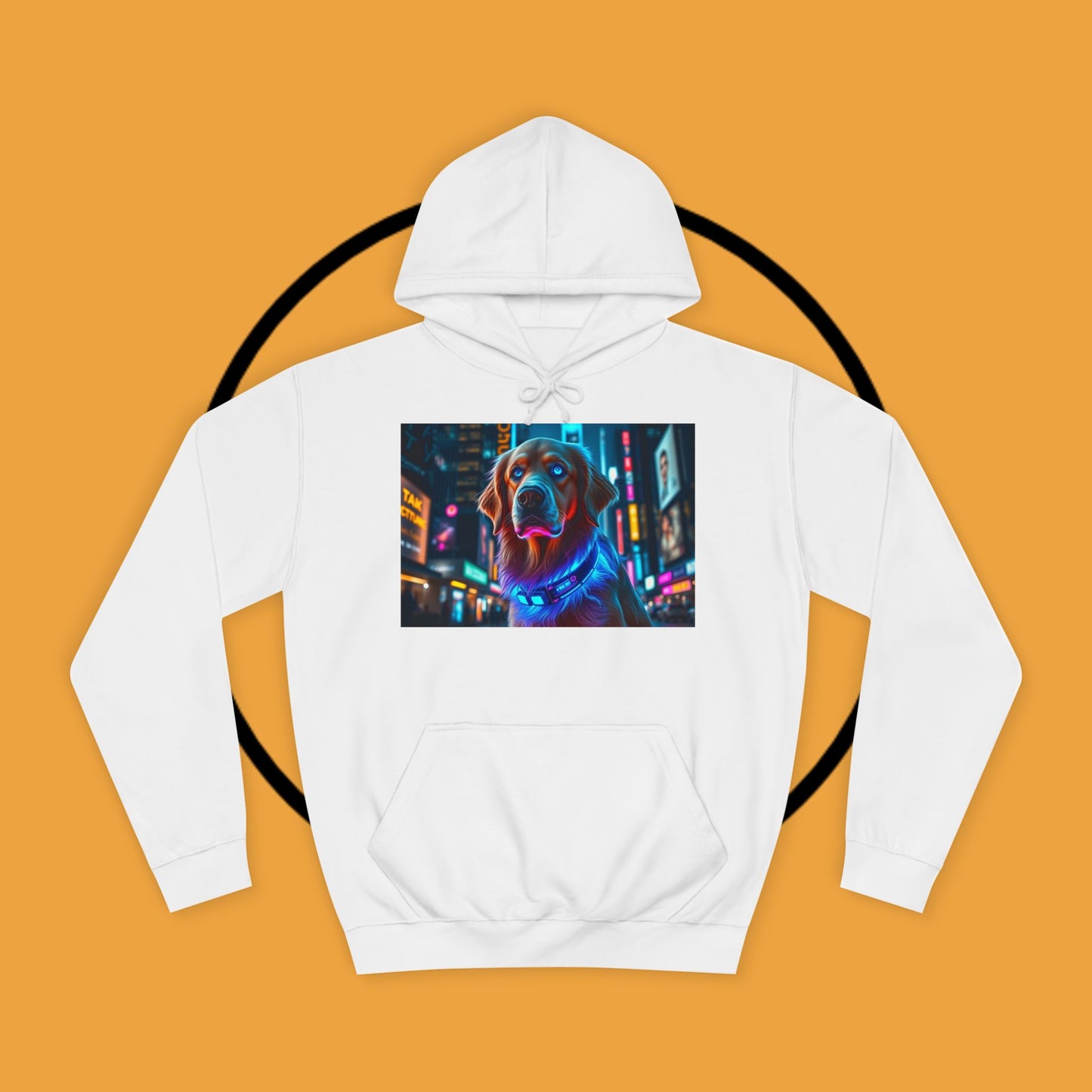 Neon City Lights – Futuristic Urban Dog Hoodie - Unisex Hoodies