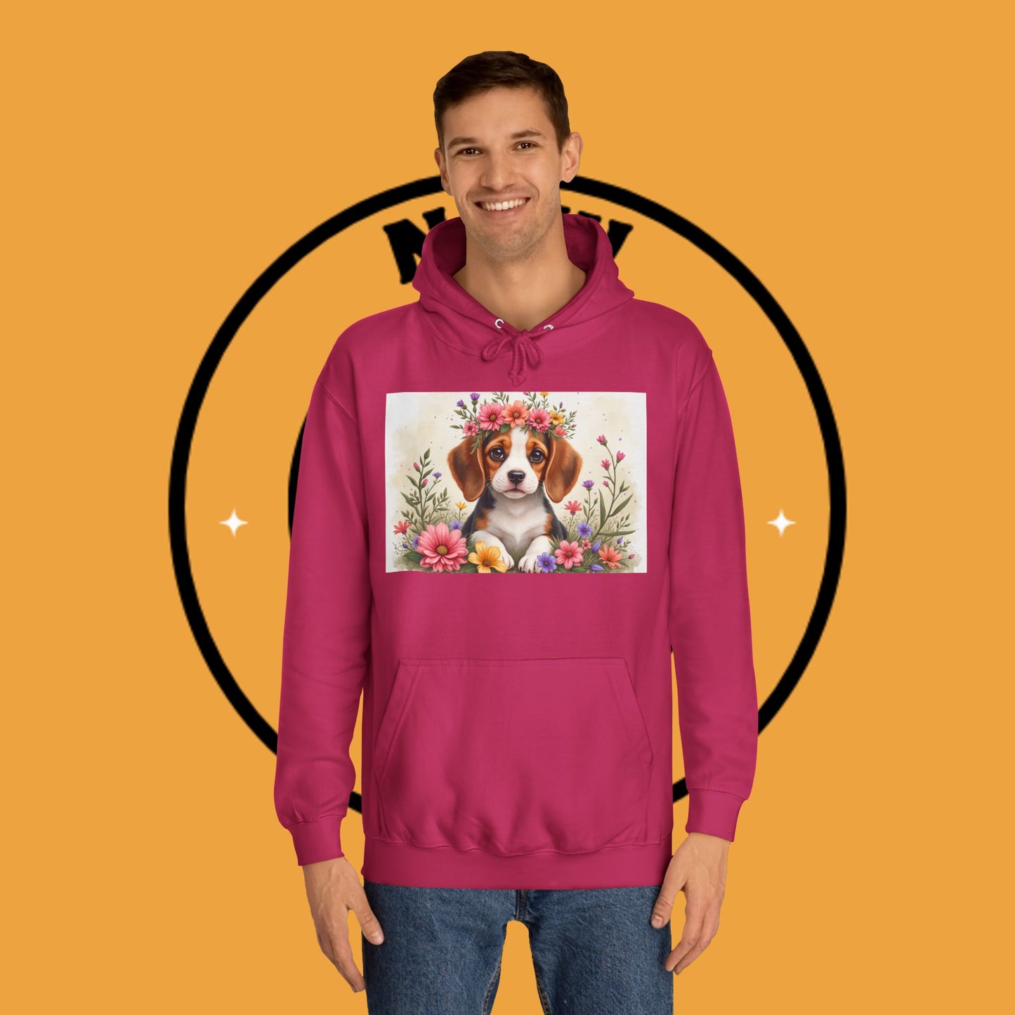 ๐ธ Enchanted Garden Beagle Hoodie - Where Cuteness Blooms! ๐ถ - Unisex Hoodie