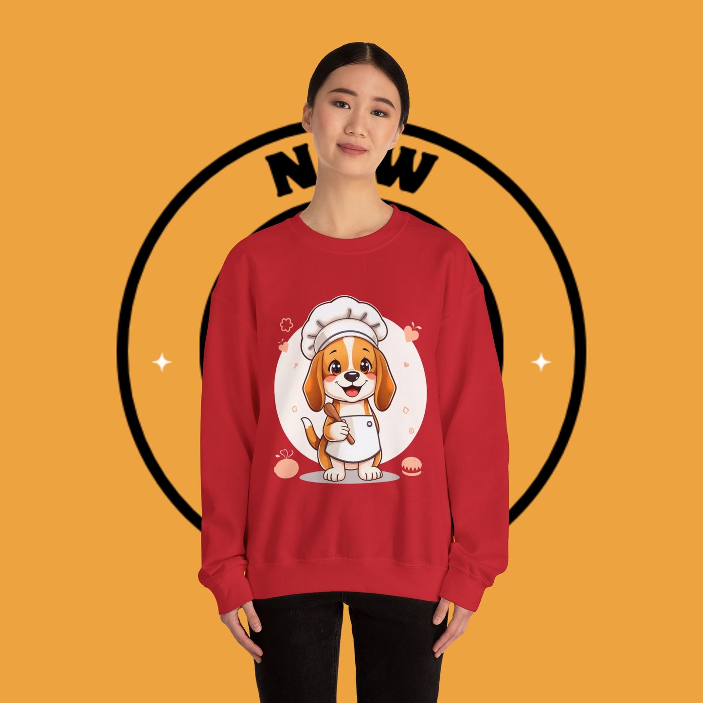 Chef Dog Crewneck Sweatshirt - Kawaii Beagle Design with Chef Hat